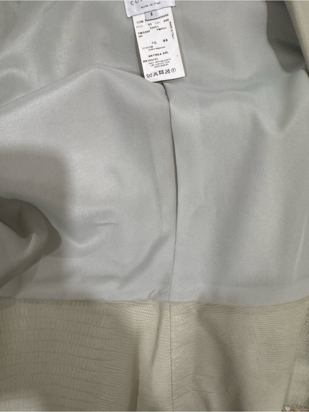 Armani Collezioni Light Gray and Cream Leather Jacket